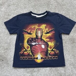 Youth Iron Man Black Marvel T-Shirt 2008 Boy's Size 4/5 Superhero Graphic Tee